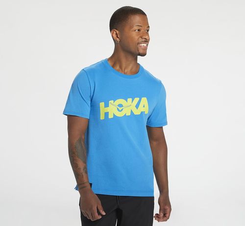 Hoka One One Herre Brand T-skjorte Tops Diva Blå Norge-86QIU